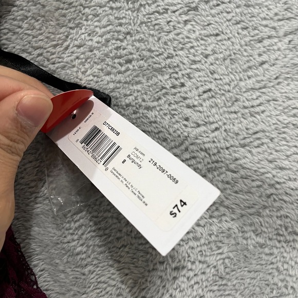 Premier Amour Womens Dress 8 Burgundy Sheer Prom Bodycon Cocktail Embroidered - Picture 5 of 11